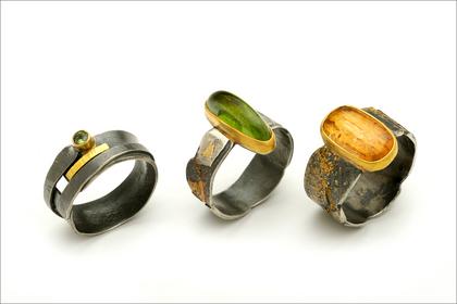 Werger.three sheet metal rings with stones
