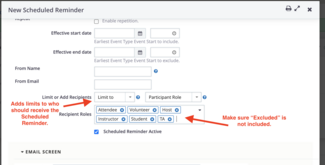 Limiting scheduled reminders to participant role